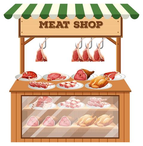 A butcher stall on white background vector