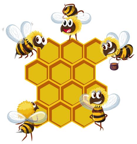 Happy bees and beehive vector