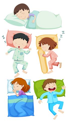 Un conjunto de niños durmiendo vector