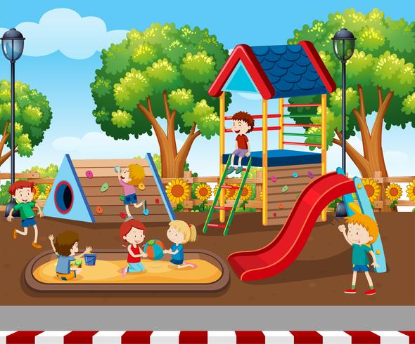 Children playing at playground - Download Free Vector Art, Stock Graphics & Images