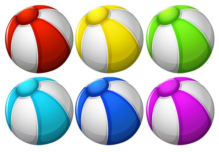 Six colourful balls vector