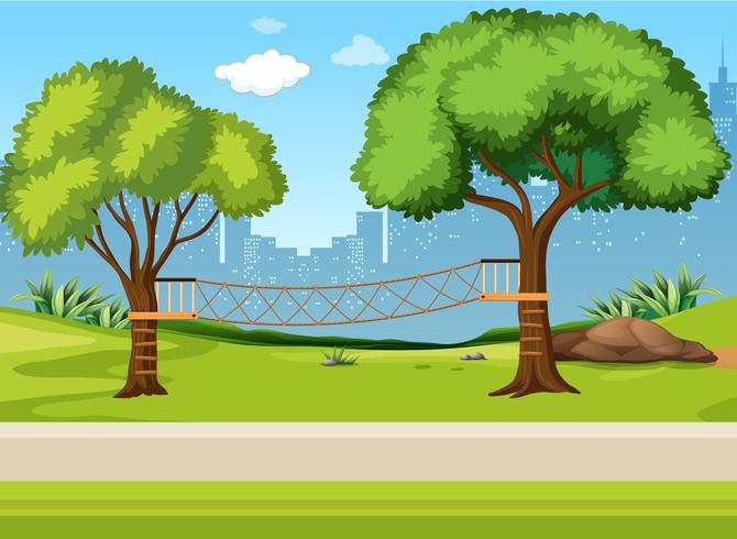 A rope bridge playground vector