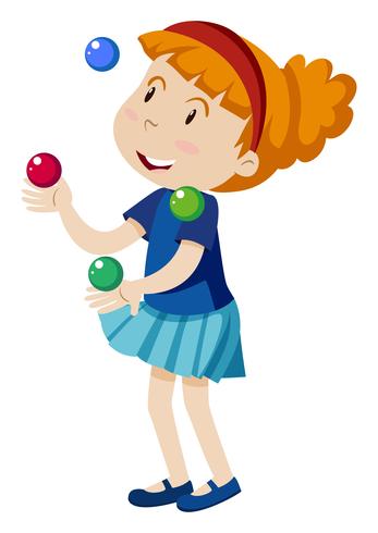 A Girl Juggling on White Background vector