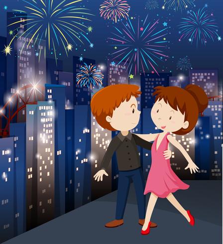 A Couple Celebrating in City  vector