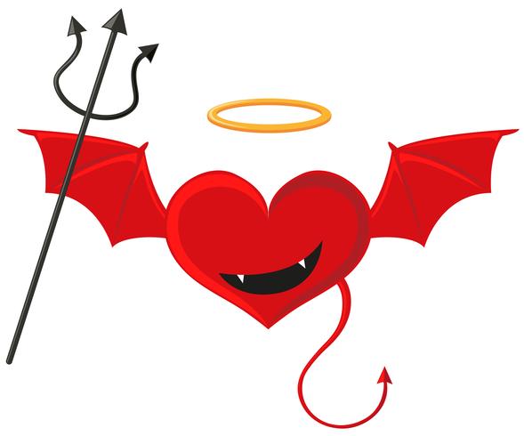 Red heart with devil wings vector