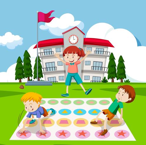 Children playing twister game vector