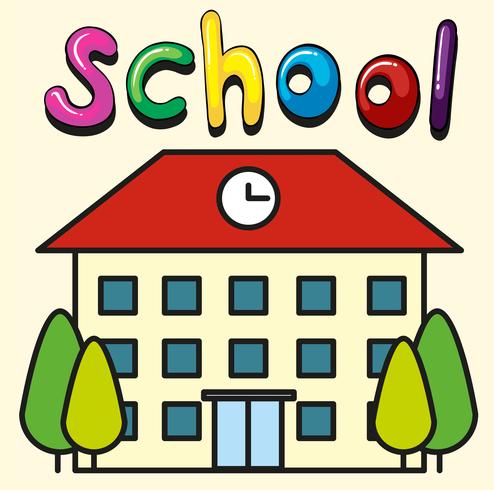 School building with clock on roof vector