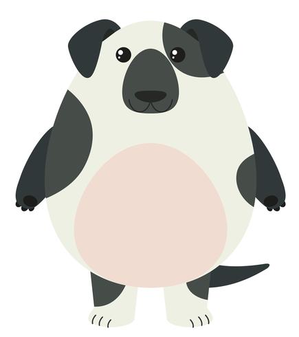 Perro blanco y negro con cara feliz. vector