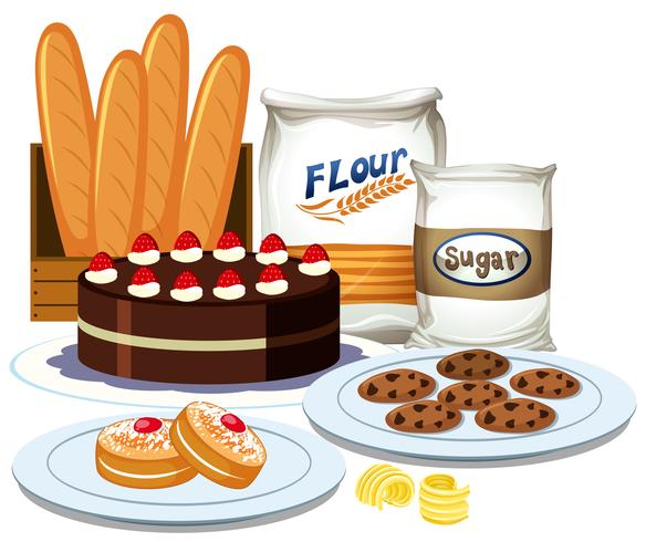 Set of bakery element collection vector