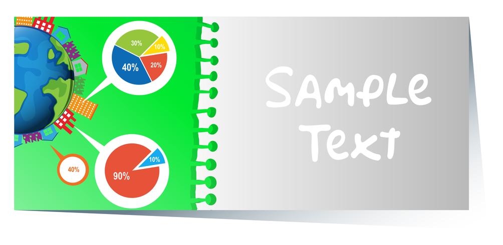 Businesscard with infographic design of piecharts in background vector