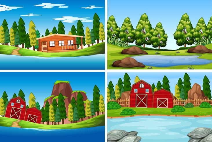 Set of outdoor scenes vector