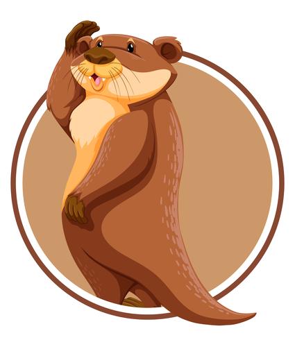 Otter on circle template vector