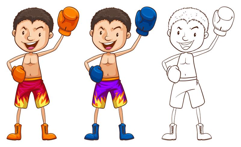 Doodle personaje para boxer vector