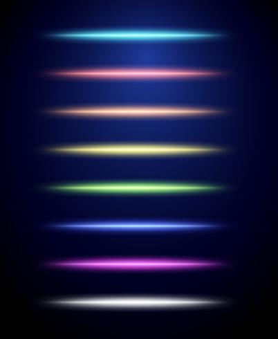 Different color lights on black background vector