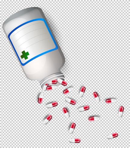 Una botella de medicina sobre fondo transparente. vector