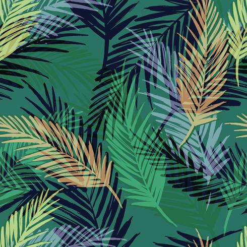 Seamless exotic pattern with palm leaves. vector