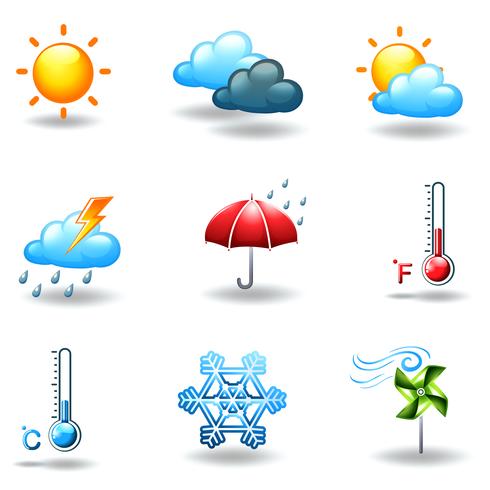 Diferentes condiciones climáticas vector