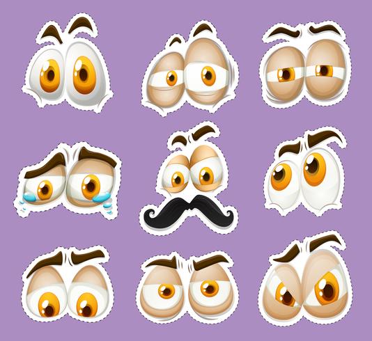 Sticker design with facial expressions vector