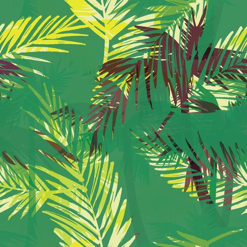 Sin fisuras patrón exótico con hojas de palma. vector
