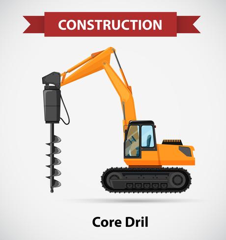 Icono de construcción con taladro de núcleo vector