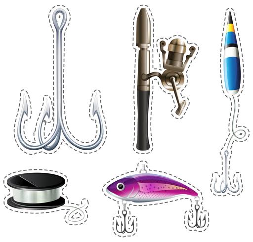 Sticker set with fishing hooks - Download Free Vector Art, Stock Graphics & Images