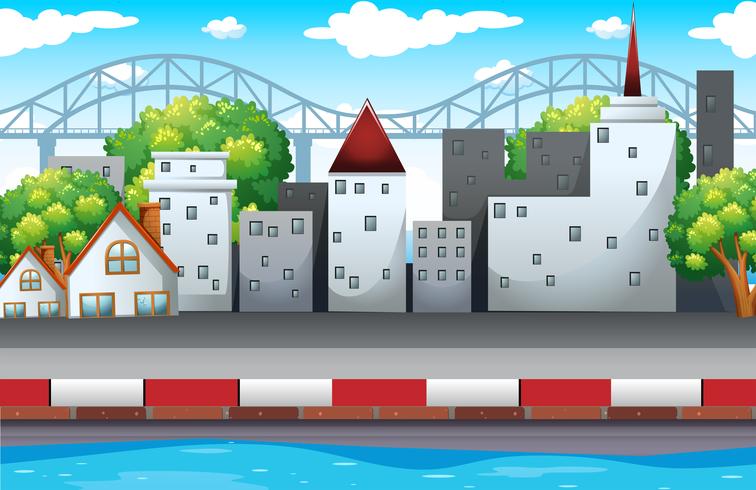 Scene with buildings in city vector