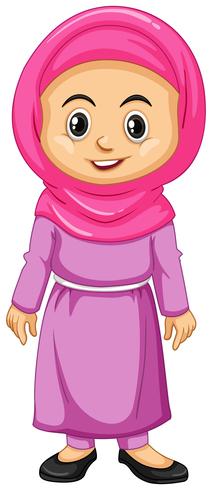 Muslim girl in pink costume vector