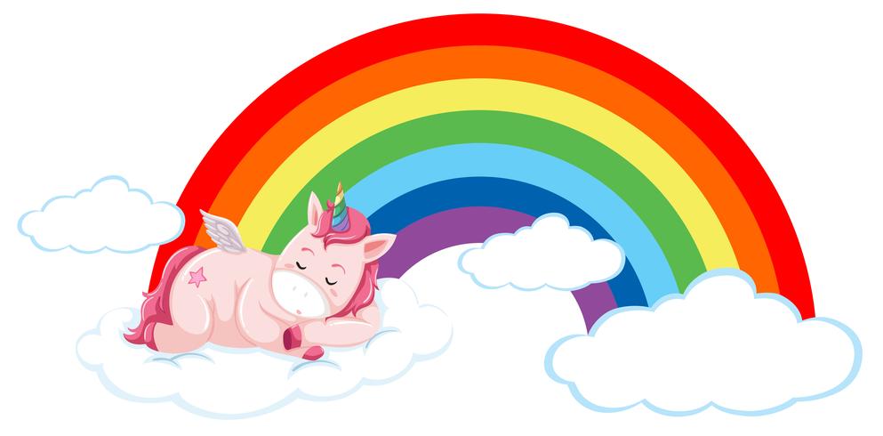 Pink unicorn on the cloud vector