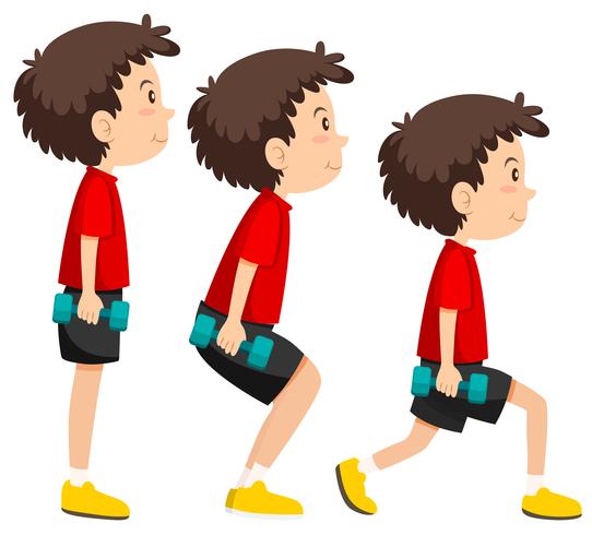 A set of boy weight training exercise vector