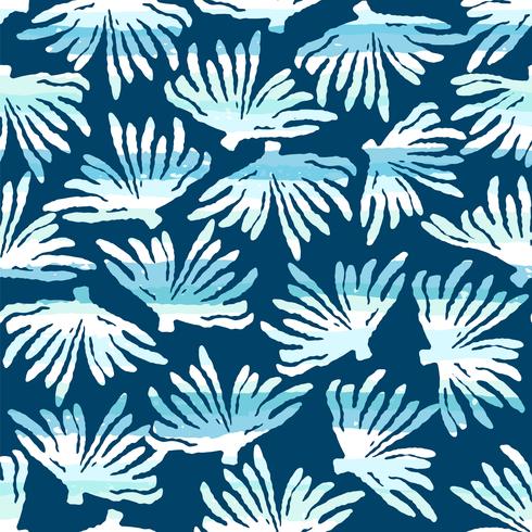 Vector sea seamless pattern with hand drawn textures