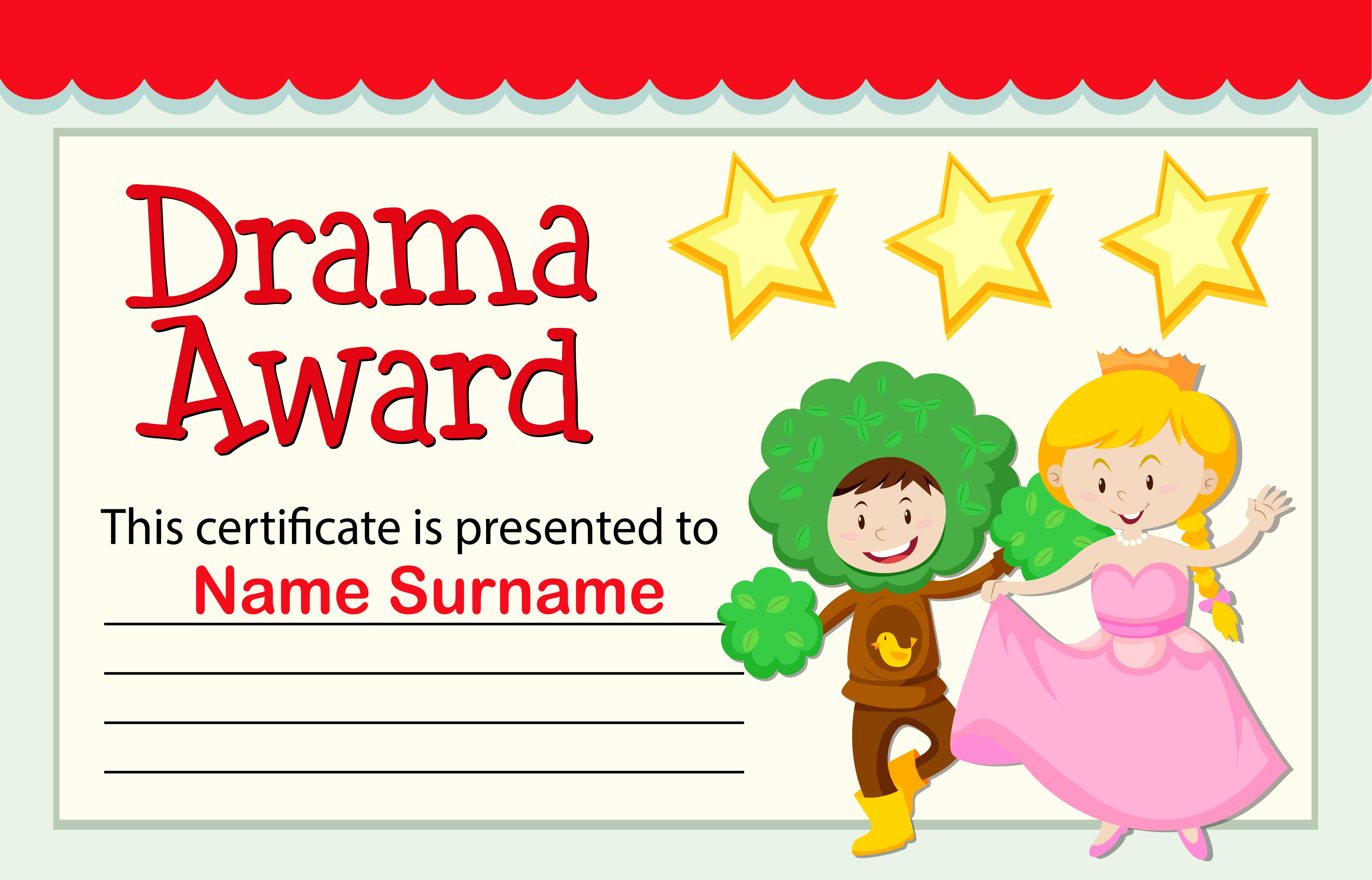 A drama award certificate 301711 Vector Art at Vecteezy