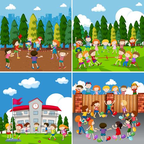A set of children doing activity - Download Free Vector Art, Stock Graphics & Images