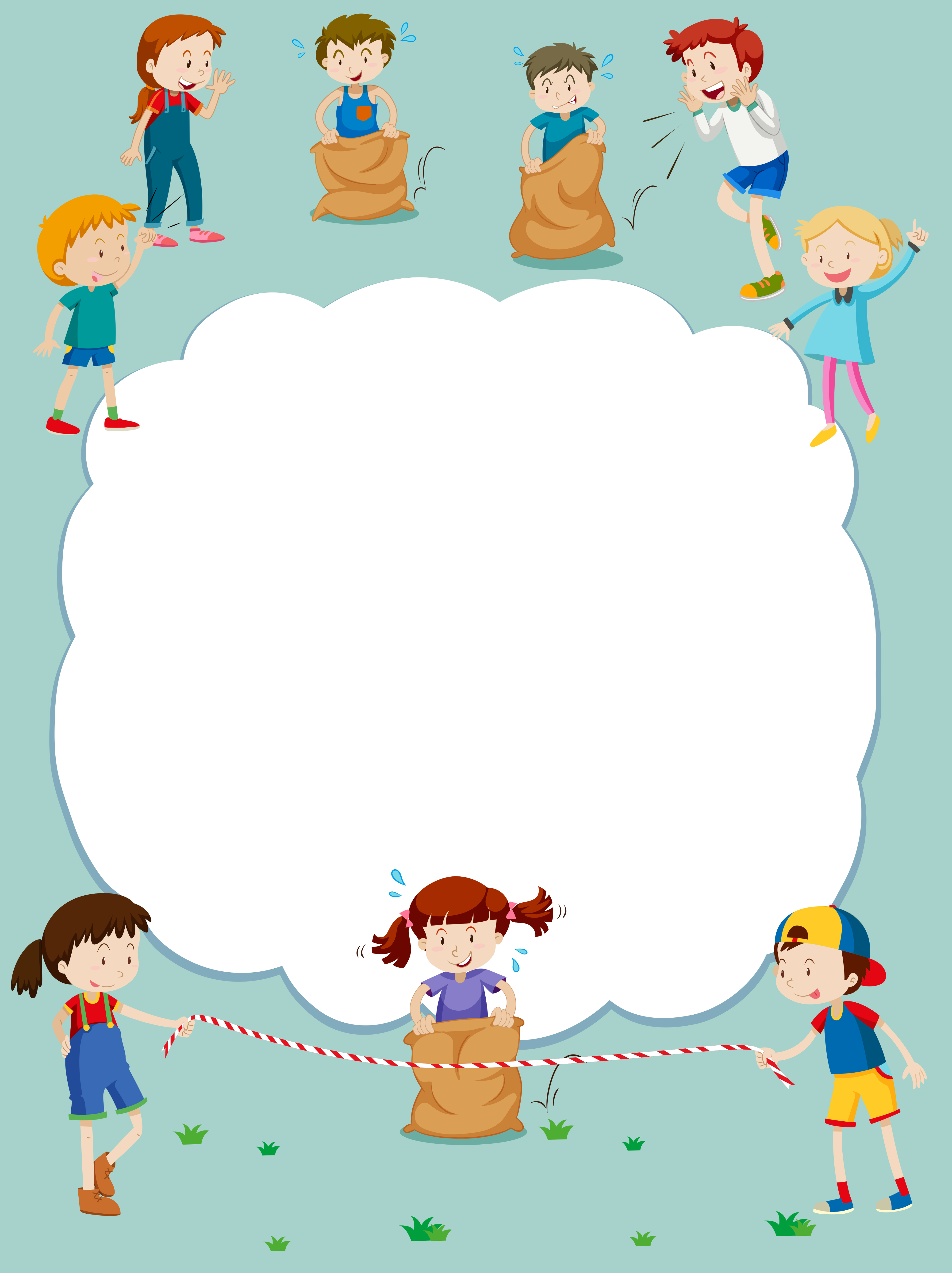 border template with kids playing games download free youth templates