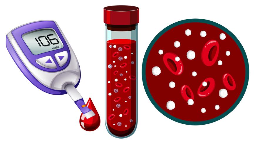 Prueba de sangre y dispositivo de monitoreo de glucosa vector