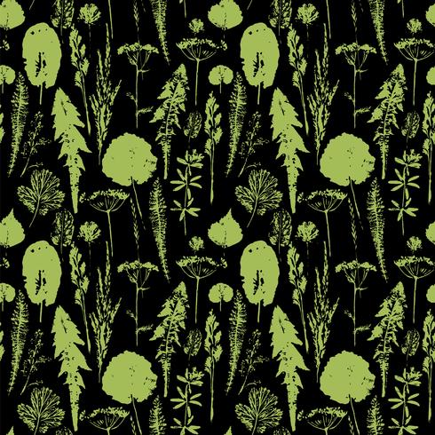 Abstract botanical seamless pattern. Vector herbal background.