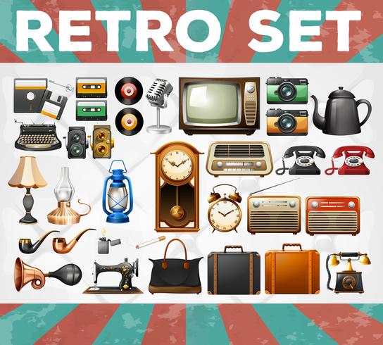 Different kind of retro objects vector