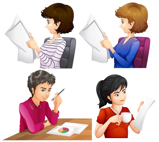 A Set of People Reading vector