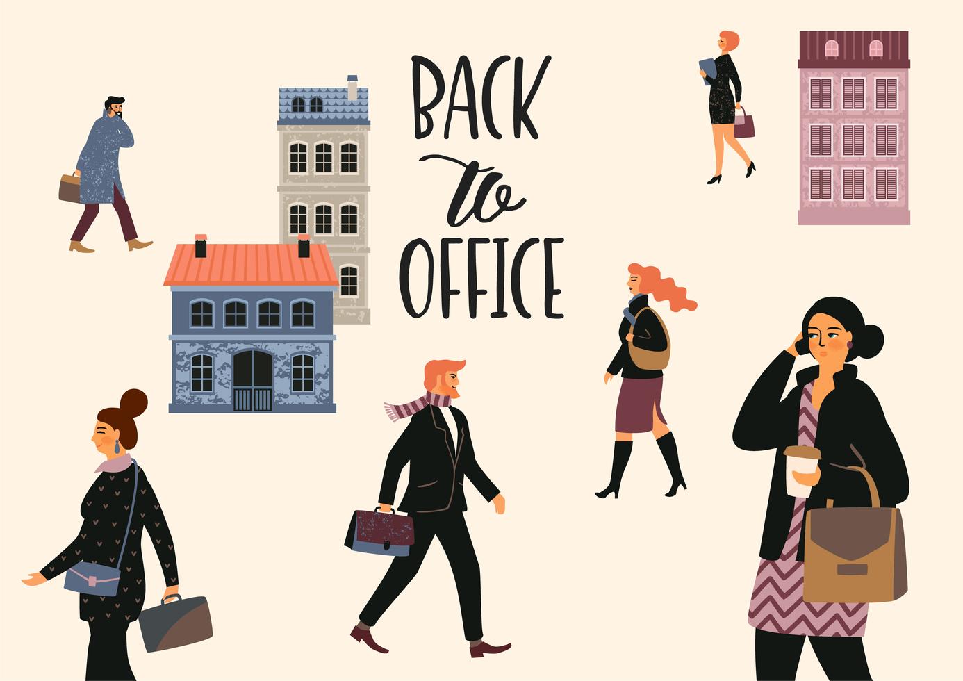 Vectior illustration of people going to work. 301803 Vector Art at Vecteezy