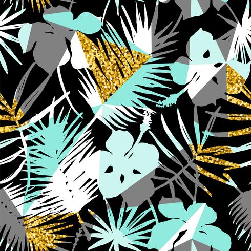 Seamless exotic pattern with tropical plants. vector