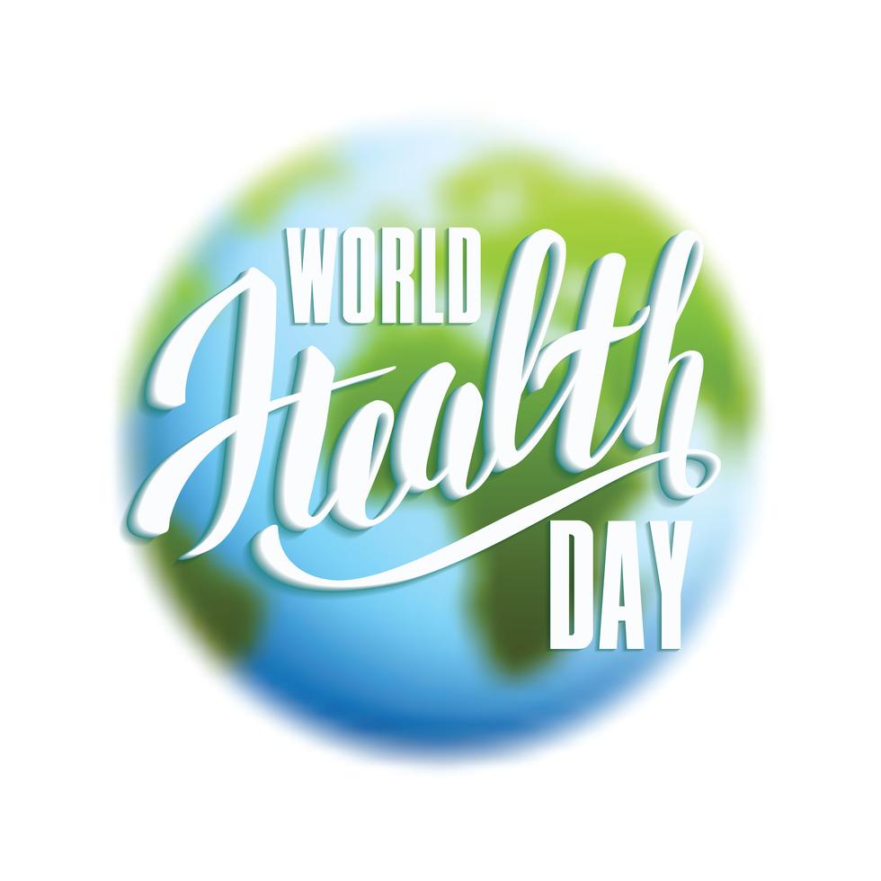 Concepto del día mundial de la salud con el planeta tierra. vector