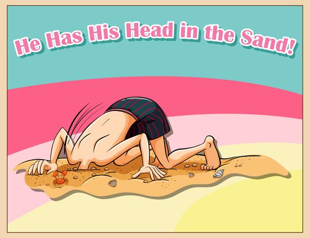 Idiom head in the sand vector