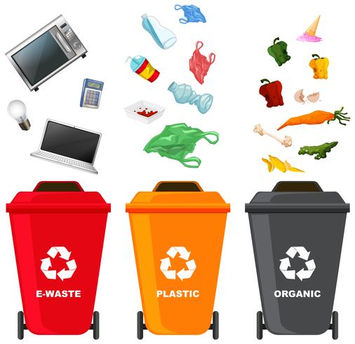 Set of different trash bin vector