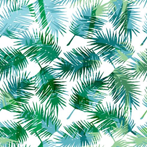 Sin fisuras patrón exótico con hojas de palmeras tropicales. vector