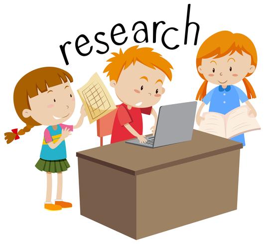 Kids doing research education flashcard - Download Free Vector Art, Stock Graphics & Images