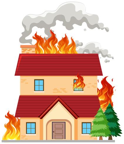 Modern house on fire vector