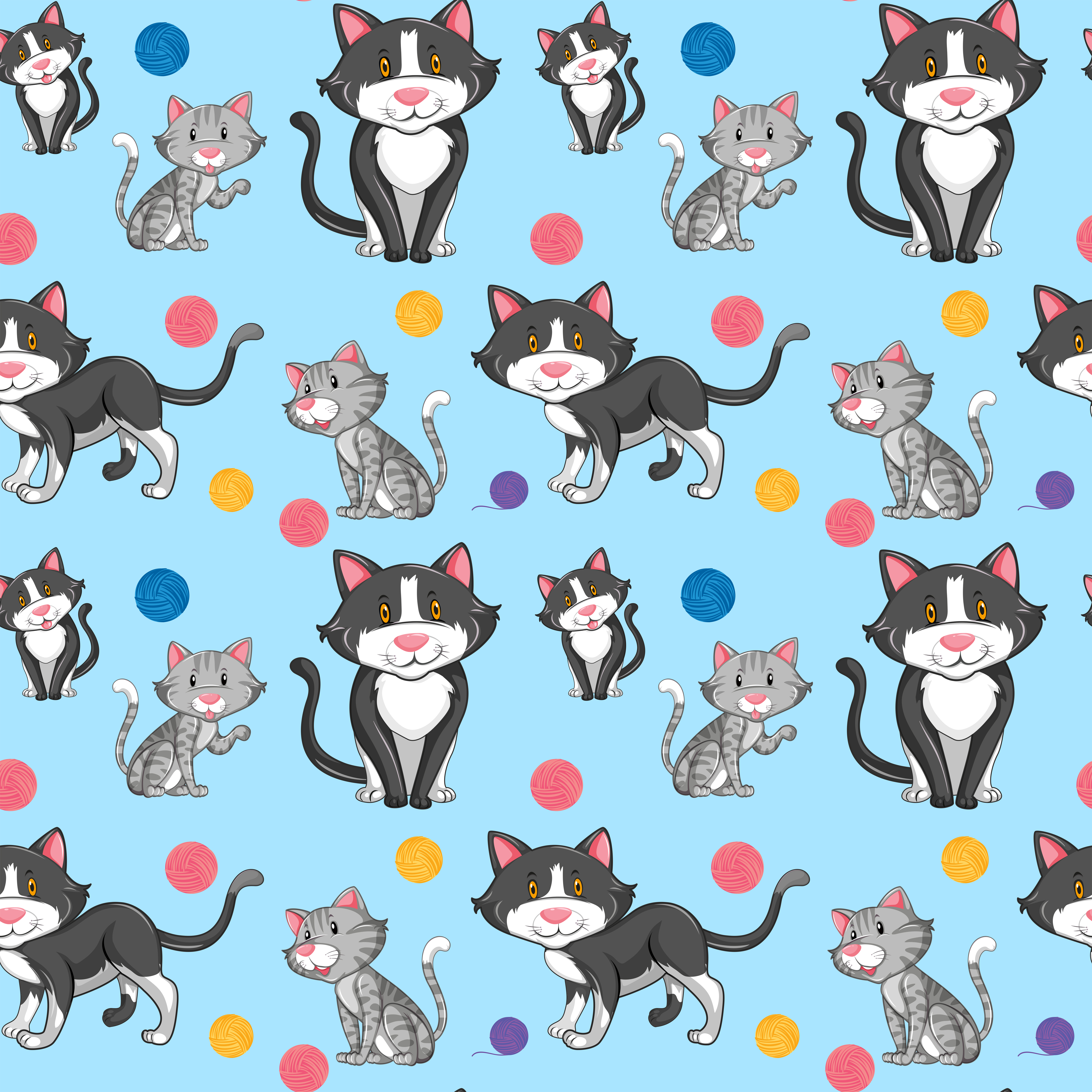Different Cat On Seamless Pattern 301966 Vector Art At Vecteezy