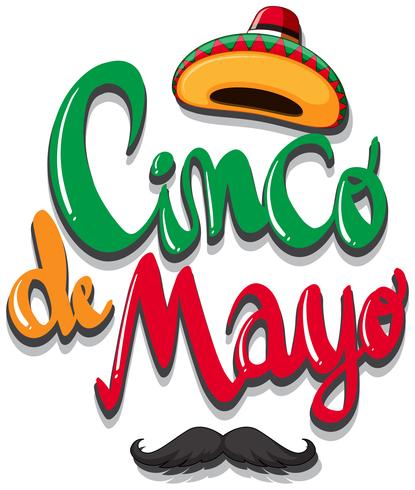 Póster del Cinco de Mayo con sombrero mexicano. vector