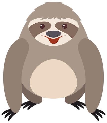 Gray sloth with happy face vector