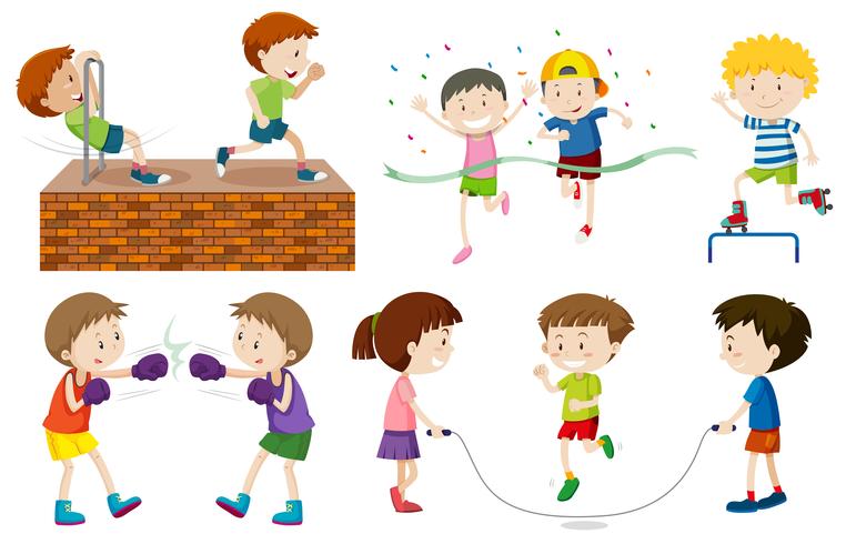 Un conjunto de actividades infantiles. vector