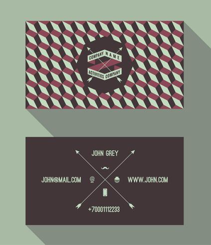 Business card template, vintage retro background with geometric  vector